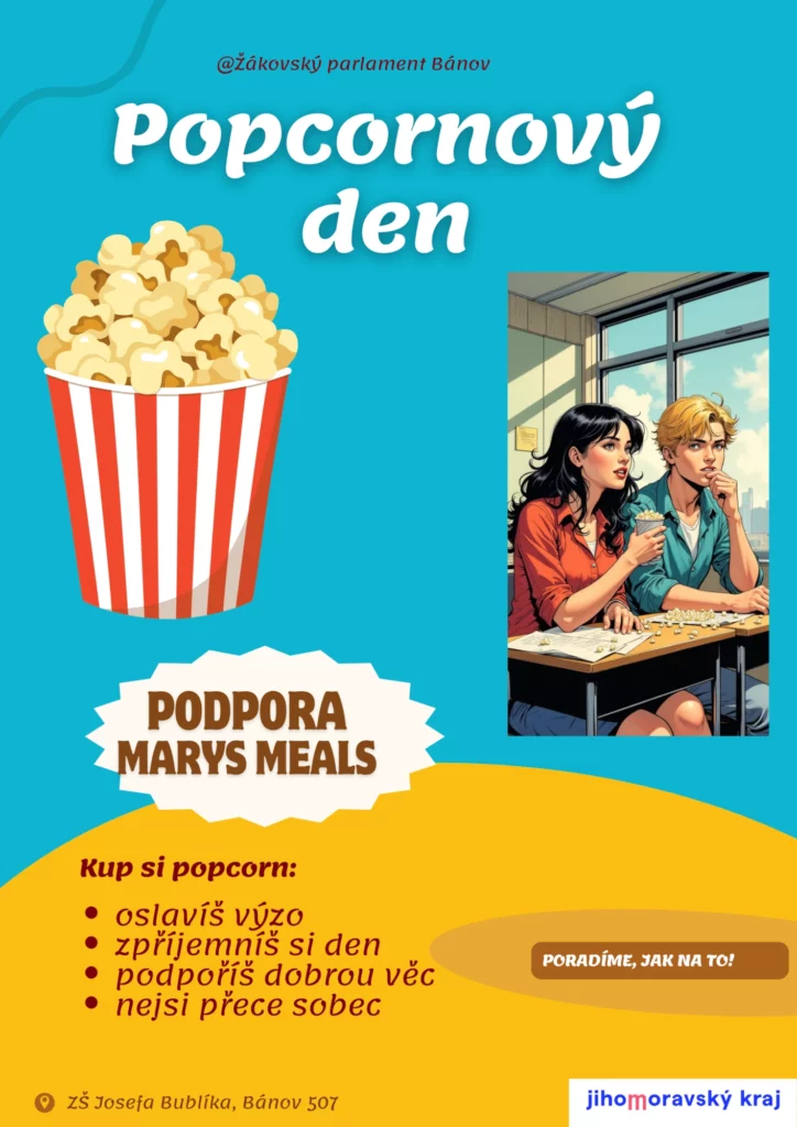 plakát žákovského parlamentu ZŠ Josefa Bublíka Bánov - popcornový den